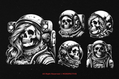 10 Bundle Dark Art Astronaut helmet Skull cosmonaut Space Product Image 2