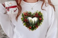 Christmas Hearts Watercolor Clipart, Christmas PNG Product Image 2