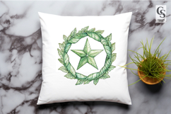 Green Leaf Wreath and Star Clipart Sublimation PNG Product Image 2