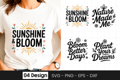 Sunshine and Bloom Floral Quote SVG PNG Product Image 1
