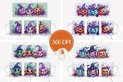 Colorful Halloween Pumpkins Mug, Funny Halloween Mug Wrap Product Image 2