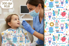 The Tooth Fairy and oral care vector patterns set Product Image 2