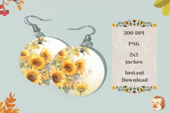 Watercolor Sunflowers Earrings Sublimation, Flowers Earrings Product Image 2