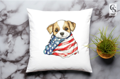Cute Puppy American Flag Clipart PNG Product Image 2