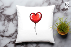 Hand-drawn Red Heart Balloon Clipart Sublimation PNG Product Image 3