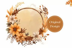 Watercolor Flowers Tumbler Wrap, Floral Wreath Sublimation Product Image 2