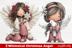 2 Whimsical Christmas Angel Clipart | Cute Holiday Angel PNG Product Image 1