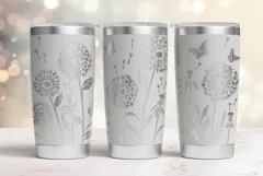 20oz Tumbler laser svg wrap| Floral Dandelions pattern Product Image 3