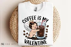 Coffee Is My Valentine With Angel Sublimation PNG Product Image 3