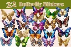 Digital sticker set with 22 glitter butterfly stickers PNG Product Image 2