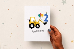 Second Birthday Excavator | Happy Birthday Card | EPS SVG Product Image 2