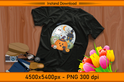 Cute Pumpkin Ghost and Cat Halloween Scene PNG Product Image 2