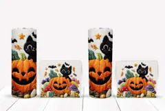Knitted Halloween Tumbler Print, Halloween Black Cat Tumbler Product Image 2
