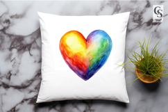 Watercolor Rainbow Heart Clipart Sublimation PNG Product Image 2