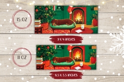 Cartoon Christmas Dog Mug Wrap, Christmas Tree Mug Design Product Image 2