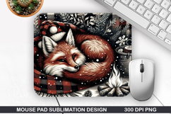 Beautiful Fox Mouse Pad Sublimation, Christmas Mouse Pad PNG Product Image 1