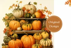 Watercolor Pumpkins Sublimation PNG, Pumpkins Tumbler Wrap Product Image 2