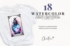 Pastel Halloween Tarot Cards Clipart, Watercolor Halloween Product Image 2
