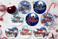 Christmas Earring, 8 Round earring xmas sublimation designs Product Image 2
