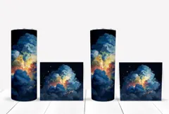 Art Tumbler Wrap Design, Night Sky Tumbler Sublimation Product Image 2