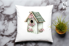 Vintage Floral Birdhouse Clipart Sublimation PNG Product Image 2