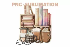 Coffee And Books Png | Vintage Design| Digital Download Product Image 1