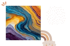 Abstract Pillow Design, Fluid Art Pillow Sublimation Design Product Image 2