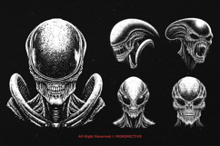 10 Bundle Dark Art Alien Head Ufo Monster Gothic Horror Product Image 3