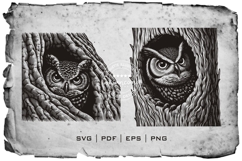Owl Silhouette Woodcut Style Vector Illustration Product Image 2