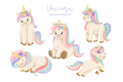 Watercolor Pastel Unicorn Clipart Product Image 2