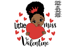 Little Miss Valentine SVG PNG Valentine’s Day Sublimation Product Image 2