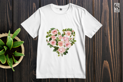 Pink Rose Heart Floral Clipart Sublimation PNG Product Image 2