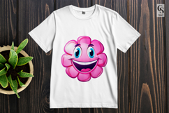 Cute Pink Flower Faces Clipart Sublimation PNG Product Image 2