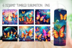 Neon Butterflies Tumbler Wrap Sublimation Designs Product Image 1