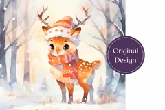 Christmas Tumbler Wrap, Christmas Watercolor Deer Tumbler Product Image 2