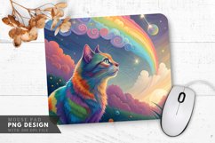 Dreamy Rainbow Cat Landscape Mouse Pad PNG Design Product Image 1
