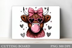 Highland Cow Cutting Board. Valentines Cow Cutting Board Product Image 1