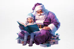 Christmas purple santa claus sublimation PNG Product Image 2