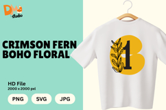 Crimson Fern Boho Floral Monogram Product Image 1