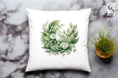 Green Leaf Floral Wreath Clipart Sublimation PNG Product Image 2