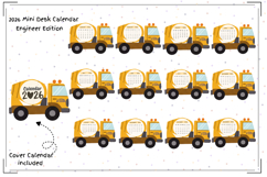 Cement Mixer 2026 Mini Desk Calendar Product Image 2