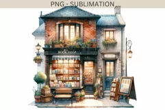 Vintage Bookstore Scene, Miniature Shop Illustrations Product Image 1