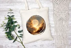 Gold Moon Illustration, Celestial PNG, Gold Sky PNG Product Image 2