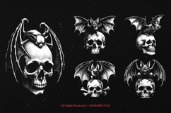 10 Bundle Dark Art Skull Bat Demon Horror Scary Animal Product Image 3
