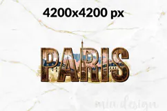 Paris France PNG, Vintage Eiffel Tower Cityscape Sublimation Product Image 2