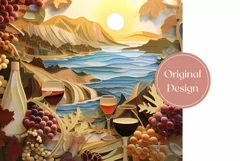 3D Wine Tumbler Wrap PNG, Summer Sublimation Tumbler Product Image 2
