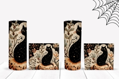 Knitted Halloween Black Cat Tumbler, Fall Pumpkin Tumbler Product Image 2