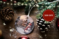 Watercolor Christmas Ornament, Cute Snowman Ornament Design Product Image 2