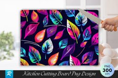 Neon Leaves Cutting Board Sublimation Design Product Image 1