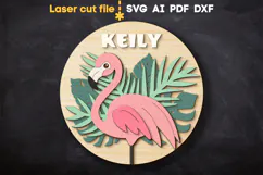 Baby Name Sign Flamingo SVG laser cut file for Glowforge Product Image 2